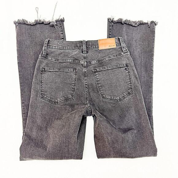 Madewell Cali Demi-Boot Bootcut Denim Jeans Charcoal Black Raw Hem Size 25T - Picture 5 of 10